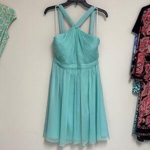Aqua Pleated Cocktail Dress